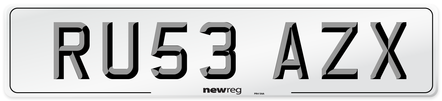 RU53 AZX Number Plate from New Reg